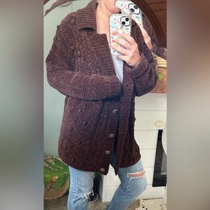 Vintage oversized button grandpa cardigan brown size large